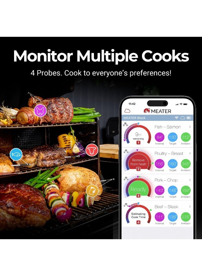 MEATER Block: WiFi Smart Wireless Meat Thermometer | 4 Probes, Long Range | Perfect for BBQ, Oven, Grill, Kitchen, Smoker, Air Fryer | Apple Watch, Alexa Compatible | iOS & Android App - Image 4